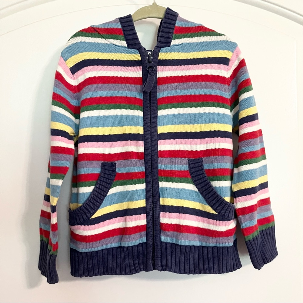 Y2K Gap Factory Store 100% Cotton Sweater Striped Cardigan Hooded‎ Full Zip Sz 4